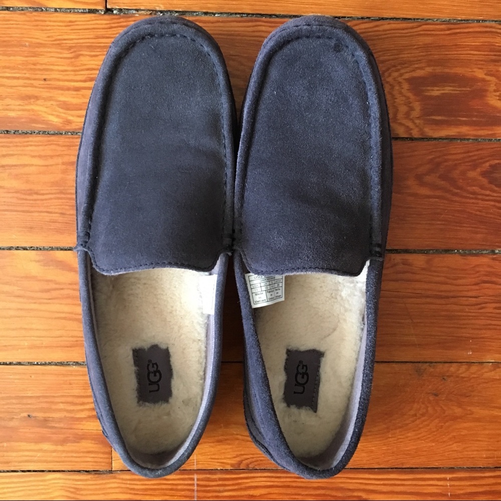 UGG Suede Navy Alder Loafer Slippers Sz 11